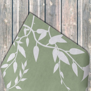 Papel De Seda Folhas Botânicas Verde Salgueiro Chá de Noiva