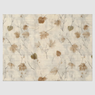 Papel De Seda Folhas Botânicas Vintage em Cores Quentes de Outon