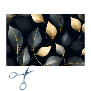 Papel De Seda Folhas Caídas Deslumbrantes em Dourado e Cinza