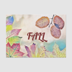 Papel De Seda Folhas Coloridas de outono com cor aquosa