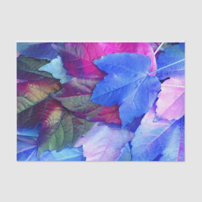Papel De Seda Folhas cor-de-rosa azul N (Frente )