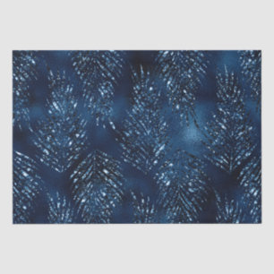 Papel De Seda Folhas da Selva Tropical de Brilho Azul Real Elega