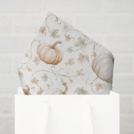 Papel De Seda Folhas de Abóboras Laranja Brancas