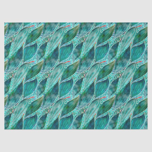 Papel De Seda Folhas de Água Eucalyptus Blue River (Frente )