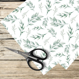 Papel De Seda Folhas de aquarela e verde