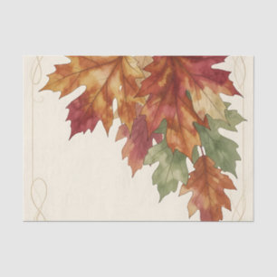 Papel De Seda Folhas de Bordo Outono Aquarela Elegantes