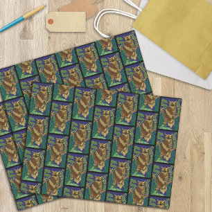 Papel De Seda Folhas de Floresta Verde de Coruja