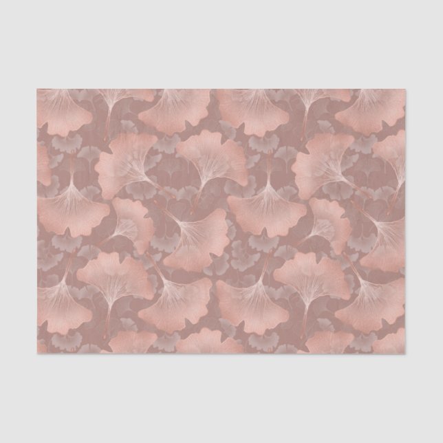 Papel De Seda Folhas de Ginkgo Beijo Romântico Botânica Dourada (Frente )