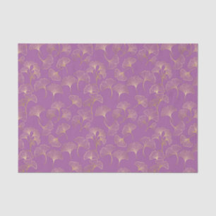 Papel De Seda Folhas de Ginkgo Douradas de Luxo em Roxo Fundo (3