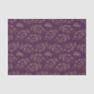 Papel De Seda Folhas de Ginkgo Douradas de Luxo em Roxo Profundo