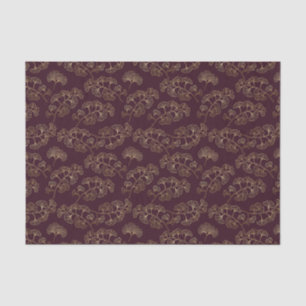 Papel De Seda Folhas de Ginkgo Douradas Luxuosas em Burgundy Pro