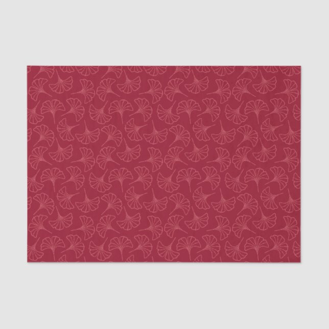 Papel De Seda Folhas de Ginkgo Vermelho Japonês Elegante (Frente )