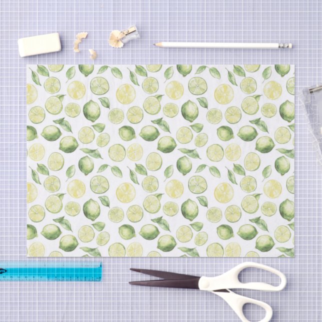 Papel De Seda Folhas de Limões Verdes Fruta (Arte )