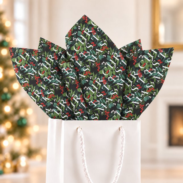 Papel De Seda Folhas de Natal Bagas (Criador carregado)