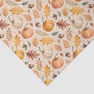 Papel De Seda Folhas de Outono Abóboras Bolotas Cores de Outono