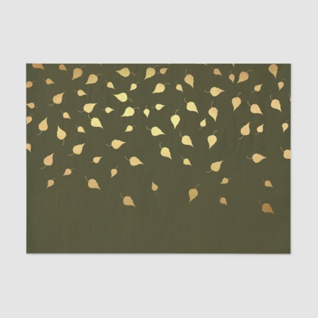 Papel De Seda Folhas de outono Douradas (Frente )
