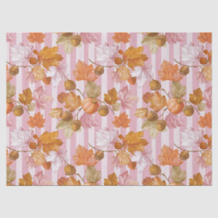 Papel De Seda Folhas de outono rosa e Padrão de Bolotas - Queda