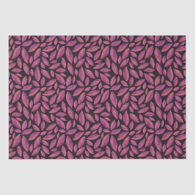 Papel De Seda Folhas de Outono Roxas & Pretas (Frente )