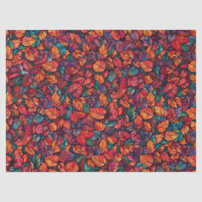 Papel De Seda Folhas de outono vibrantes (Frente )