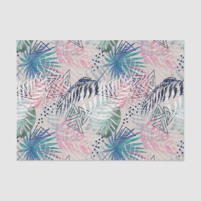 Papel De Seda Folhas de palma, tropicais, botânicas, folhas, sel (Frente )