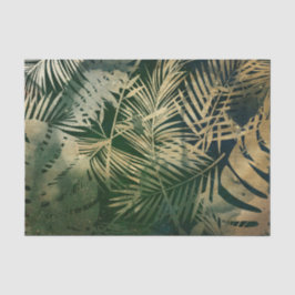 Papel De Seda Folhas de Palma Verde e Dourada