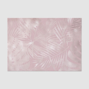 Papel De Seda Folhas de Palmeira Tropical Botânica Rosa Dourado