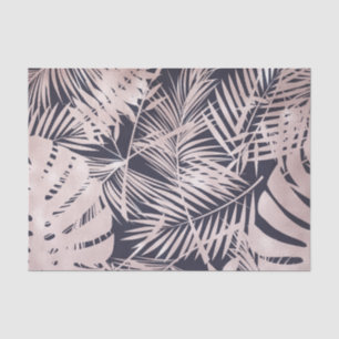 Papel De Seda Folhas de Palmeira Tropical Rosa Dourado Escuro