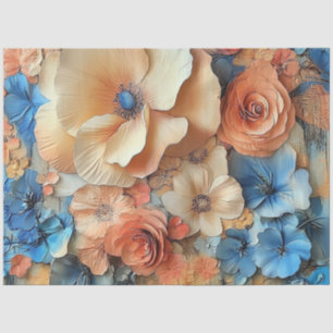 Papel De Seda Folhas de Pêssego Azul de Pastel de Decoupage