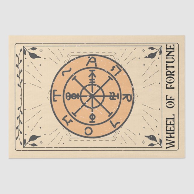 Papel De Seda Folhas de roda de tarot da fortuna (Frente )