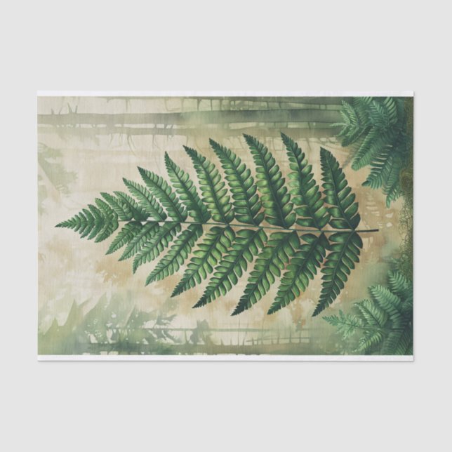 Papel De Seda Folhas de Samambaia Decoupage Botânico (Frente )
