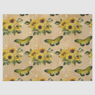 Papel De Seda Folhas de sol e flores de borboleta