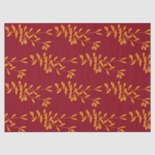 Papel De Seda Folhas do ramo da silhueta laranja em vermelho