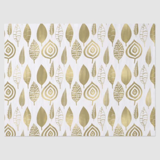 Papel De Seda Folhas Douradas (Frente )