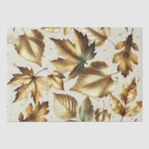 Papel De Seda Folhas Douradas Amêndoa Bege Casamento de Outono