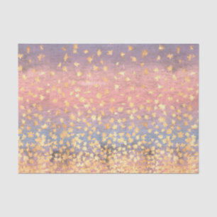 Papel De Seda Folhas Douradas Flecadas contra o Sunset Colorido