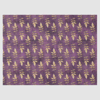 Papel De Seda Folhas Douradas Metálicas na Decoupage Roxa