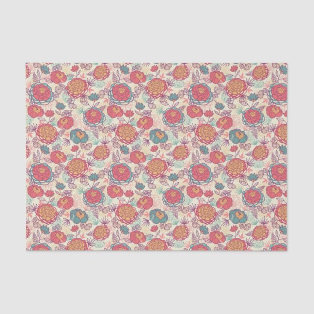 Papel De Seda Folhas e flores de pénia (Frente )