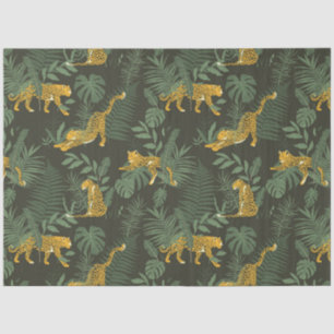 Papel De Seda Folhas Exóticas Modernas e Estampa de Leopardo