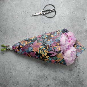 Papel De Seda Folhas Florais Mistas Folhosas Berry Padrão de Aqu