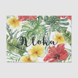 Papel De Seda Folhas & flores botânicas tropicais florais Aloha