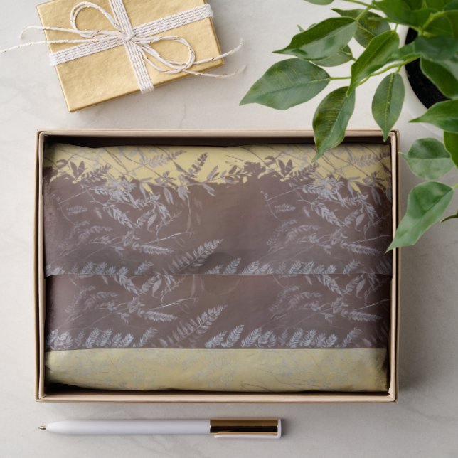 Papel De Seda Folhas Mínimas Botânicas Japonesas em Ouro Leve (Presente)