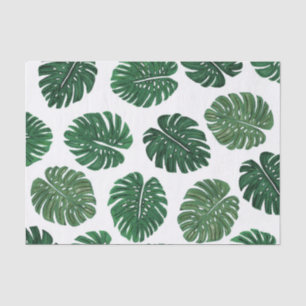 Papel De Seda Folhas pintados mão tropicais da planta do queijo