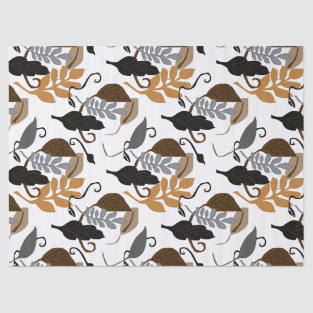 Papel De Seda Folhas pretas cinzentas do ponto morto de Brown (Frente )