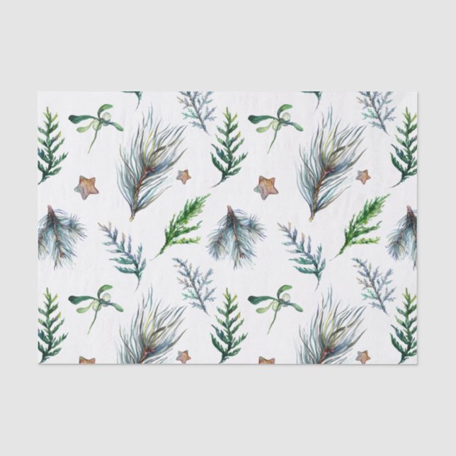 Papel De Seda Folhas Rústicas Botânicas de Árvore de Pinheiro Si (Frente )