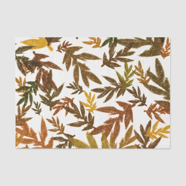 Papel De Seda Folhas Rústicas Coloridas e Caprichosas de Outono (Frente )