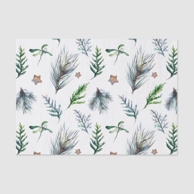 Papel De Seda Folhas Rústicas de Pinheiro Botânico Florestal (Frente )