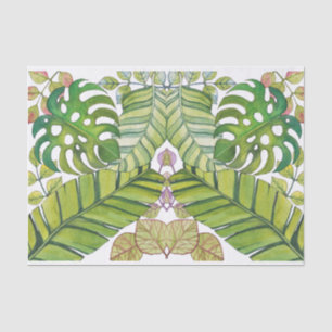 Papel De Seda Folhas Tropicais Cujas Cores De Água