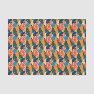 Papel De Seda Folhas tropicais de Verão de abstrato Orange