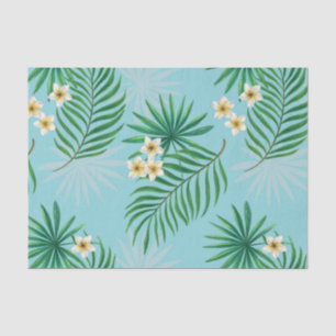 Papel De Seda Folhas tropicais e flores