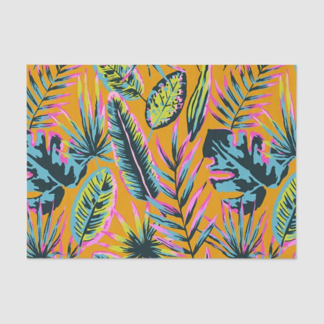 Papel De Seda Folhas Tropicais Havaianas E Plantas Padrão-Impres (Frente )